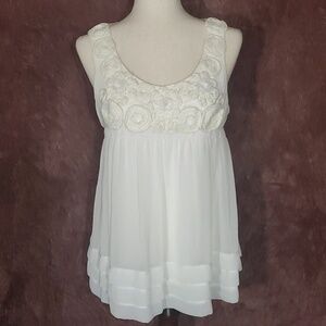 ECI Embroidered Rose Layered Tank Top